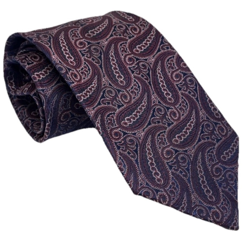 Bruno Piattelli Jacquard Woven Blue Purple Paisley Men’s 100% Silk Necktie